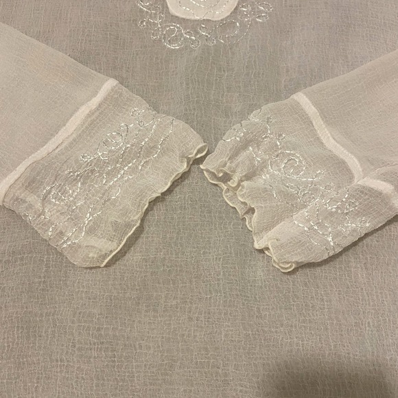 NWOT Sand N Sun Women's White Sheer Embroidered V‑Neck Swim Cover Up Top XL - Picture 8 of 11